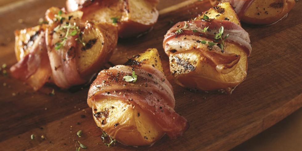 Grilled Peaches Wrapped in Bacon
